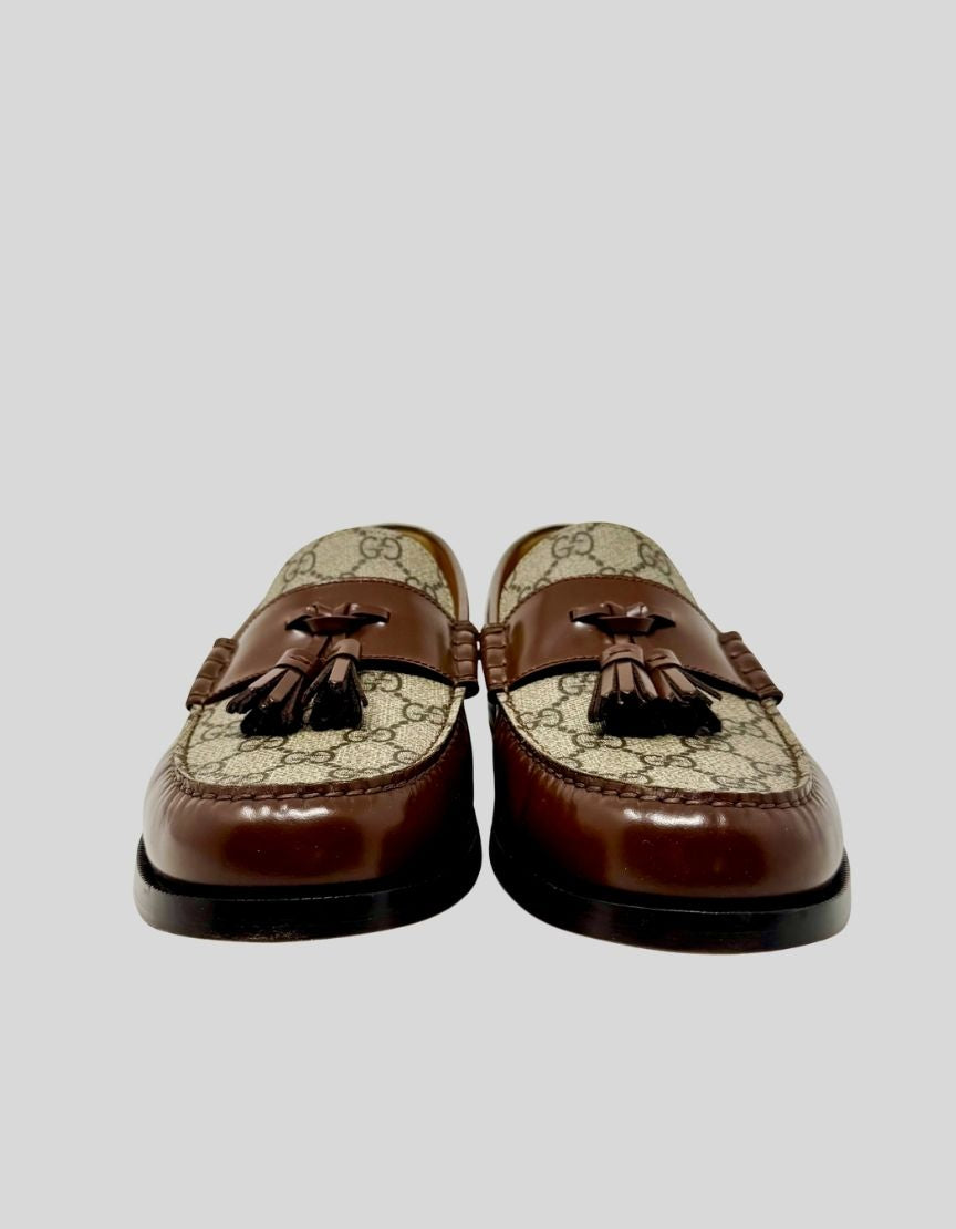 GUCCI GG Supreme Canvas and Leather Tassel Loafers w/ Tags - 10 US | 9 UK | 43 EU