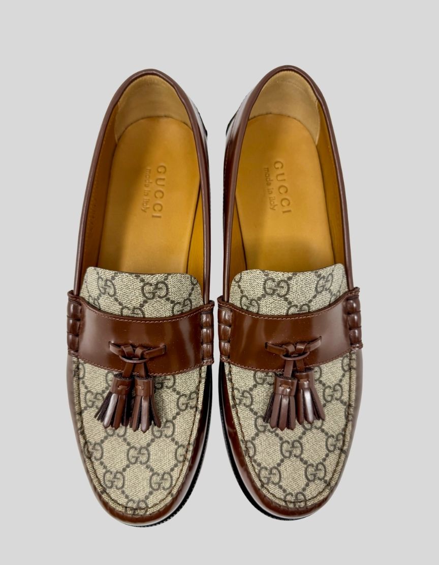 GUCCI GG Supreme Canvas and Leather Tassel Loafers w/ Tags - 10 US | 9 UK | 43 EU
