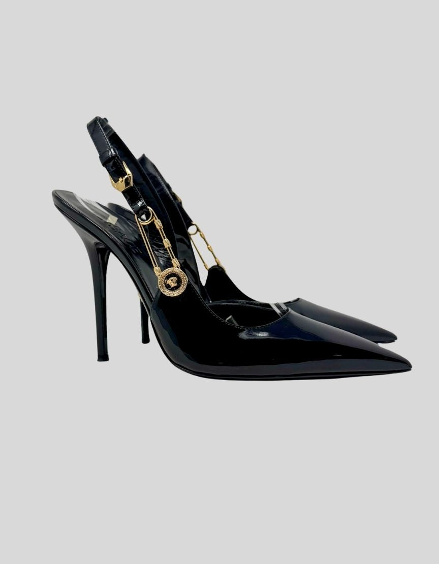 VERSACE safety pin slingback pumps - 40 IT | 10 US