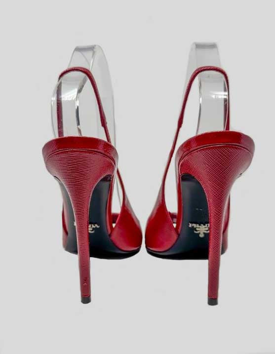 PRADA Saffiano Patent Slingback Pumps - 40 IT | 10 US