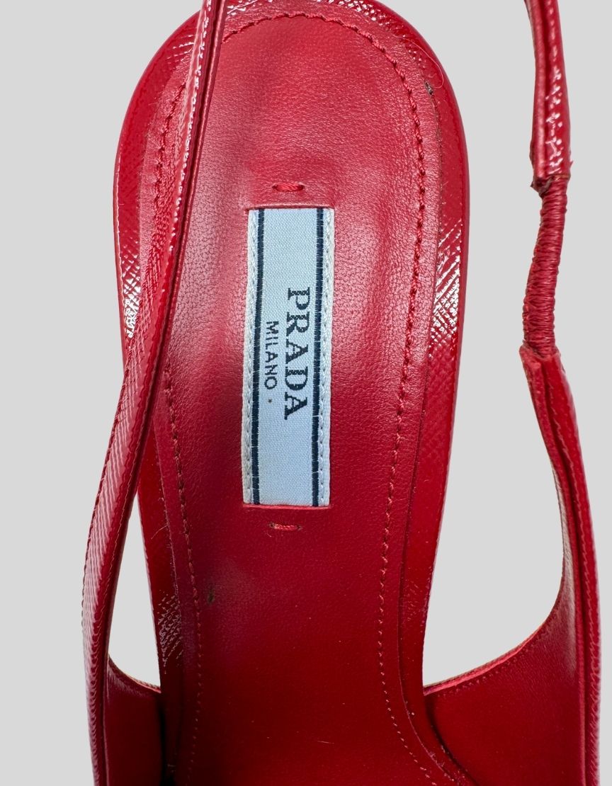 PRADA Saffiano Patent Slingback Pumps - 40 IT | 10 US