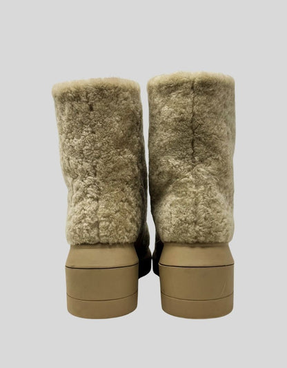 STUART WEITZMAN Shearling Lug Sole Combat Boots - 8C US