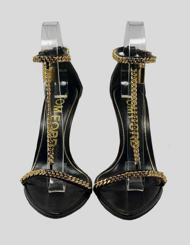 TOM FORD Padlock Chain T-Strap Sandals - 40 IT | 10 US