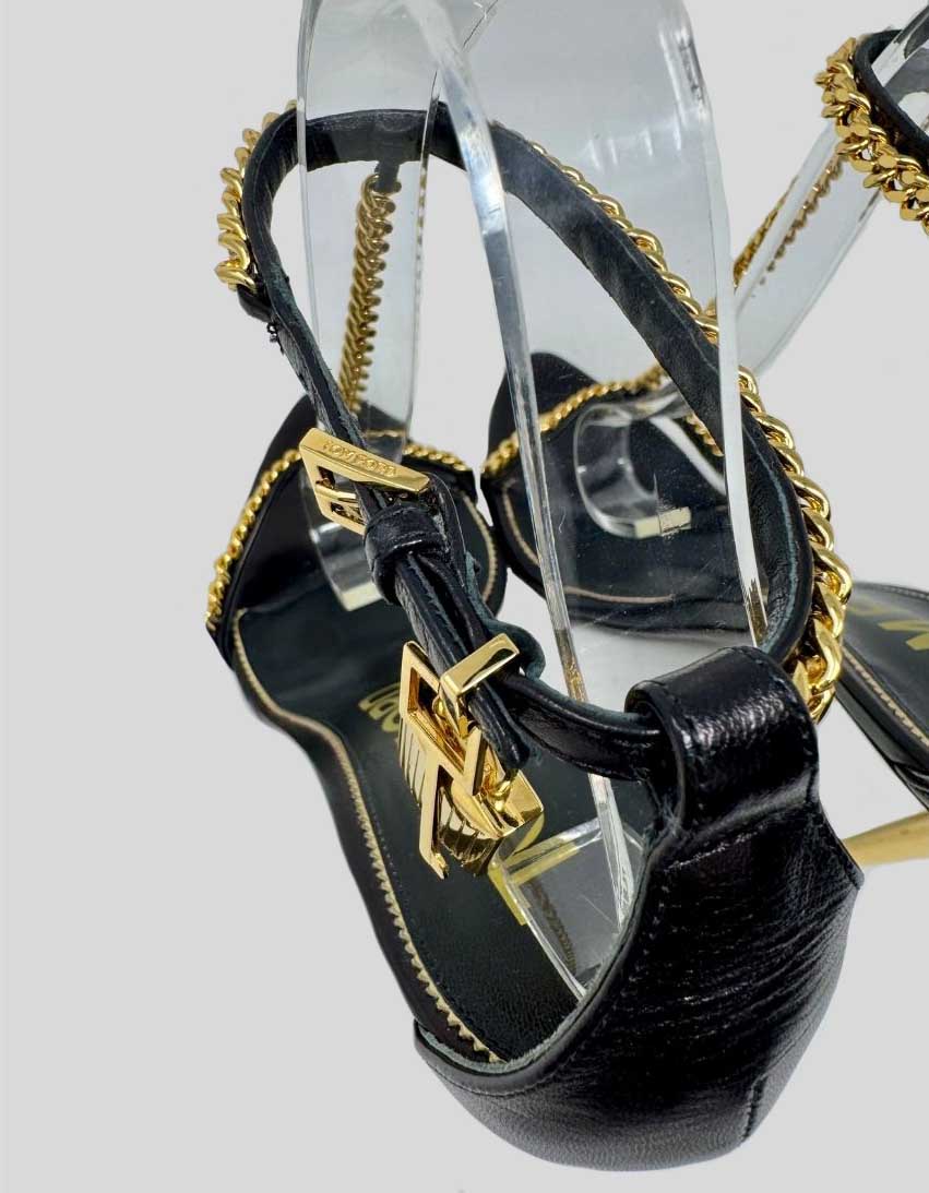 TOM FORD Padlock Chain T-Strap Sandals - 40 IT | 10 US