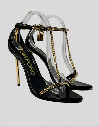 TOM FORD Padlock Chain T-Strap Sandals - 40 IT | 10 US