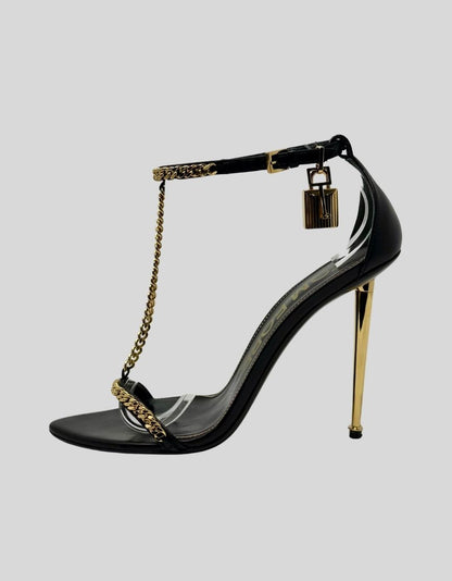 TOM FORD Padlock Chain T-Strap Sandals - 40 IT | 10 US