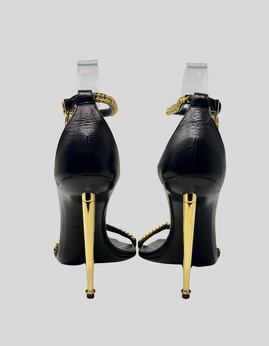 TOM FORD Padlock Chain T-Strap Sandals - 40 IT | 10 US