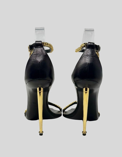 TOM FORD Padlock Chain T-Strap Sandals - 40 IT | 10 US