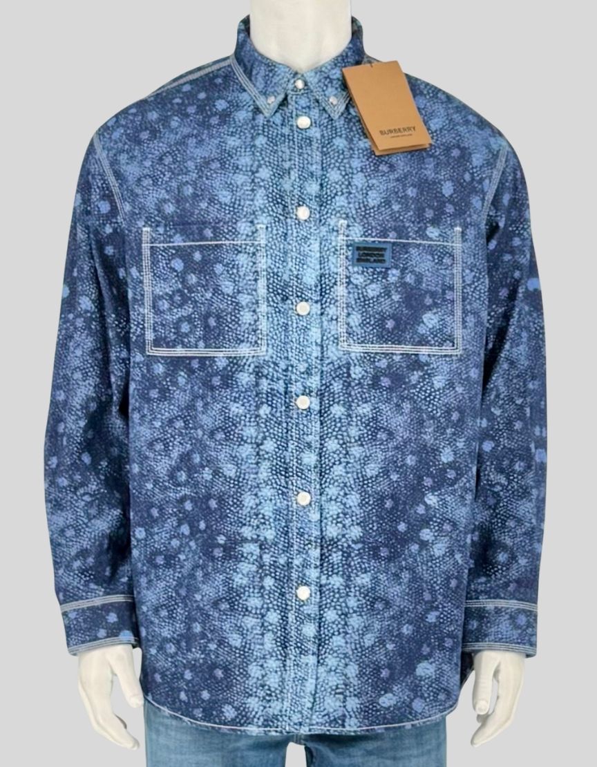 BURBERRY Abstract Print Button-Up Shirt w/ Tags - Medium