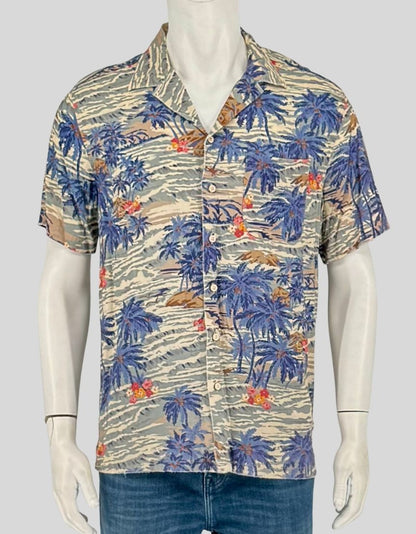 FAHERTY Tropical Print Hawaiian Shirt - Medium