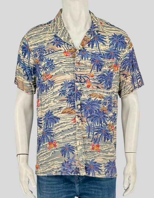 FAHERTY Tropical Print Hawaiian Shirt - Medium