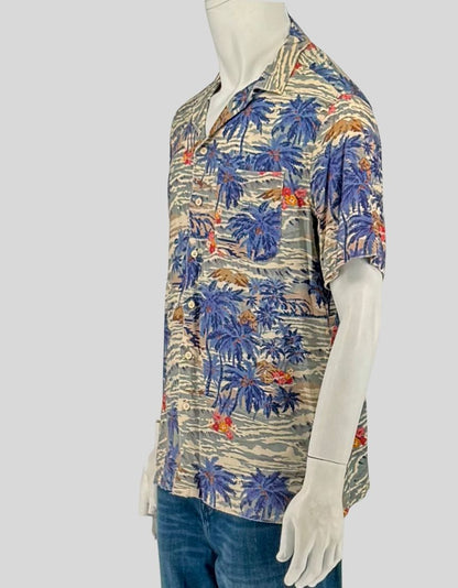 FAHERTY Tropical Print Hawaiian Shirt - Medium