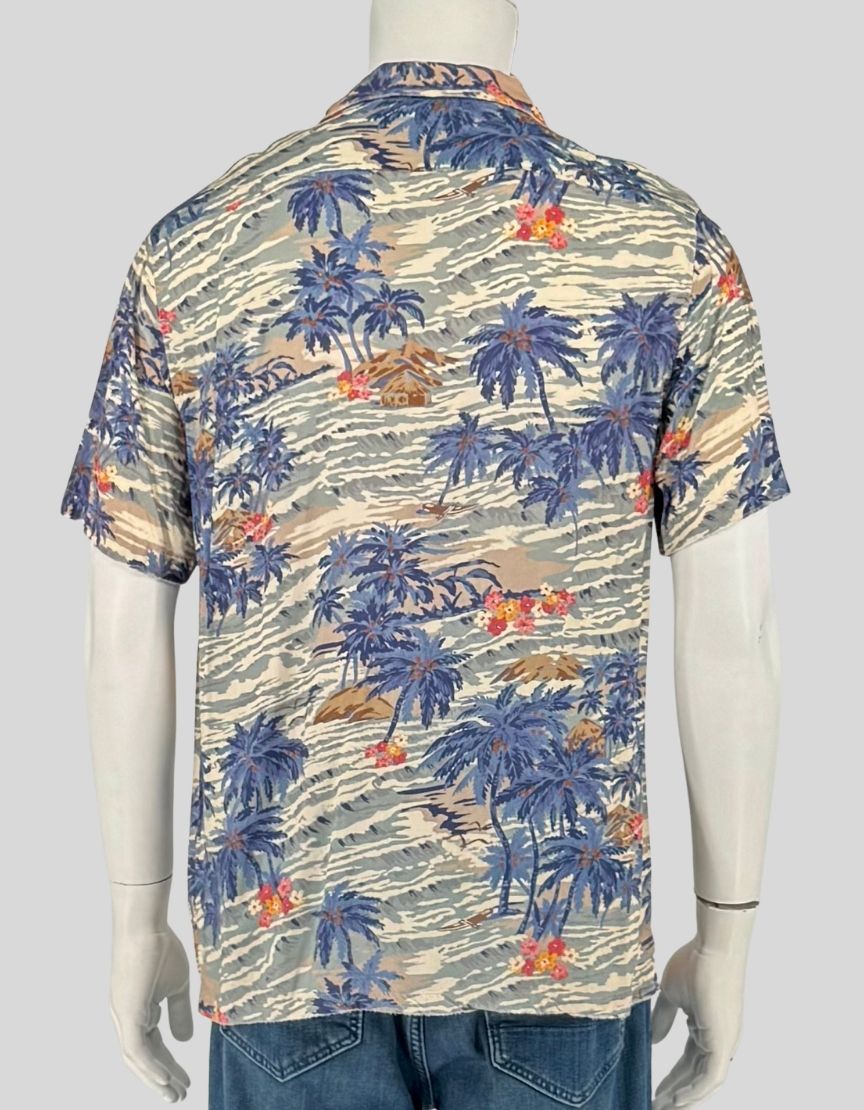FAHERTY Tropical Print Hawaiian Shirt - Medium