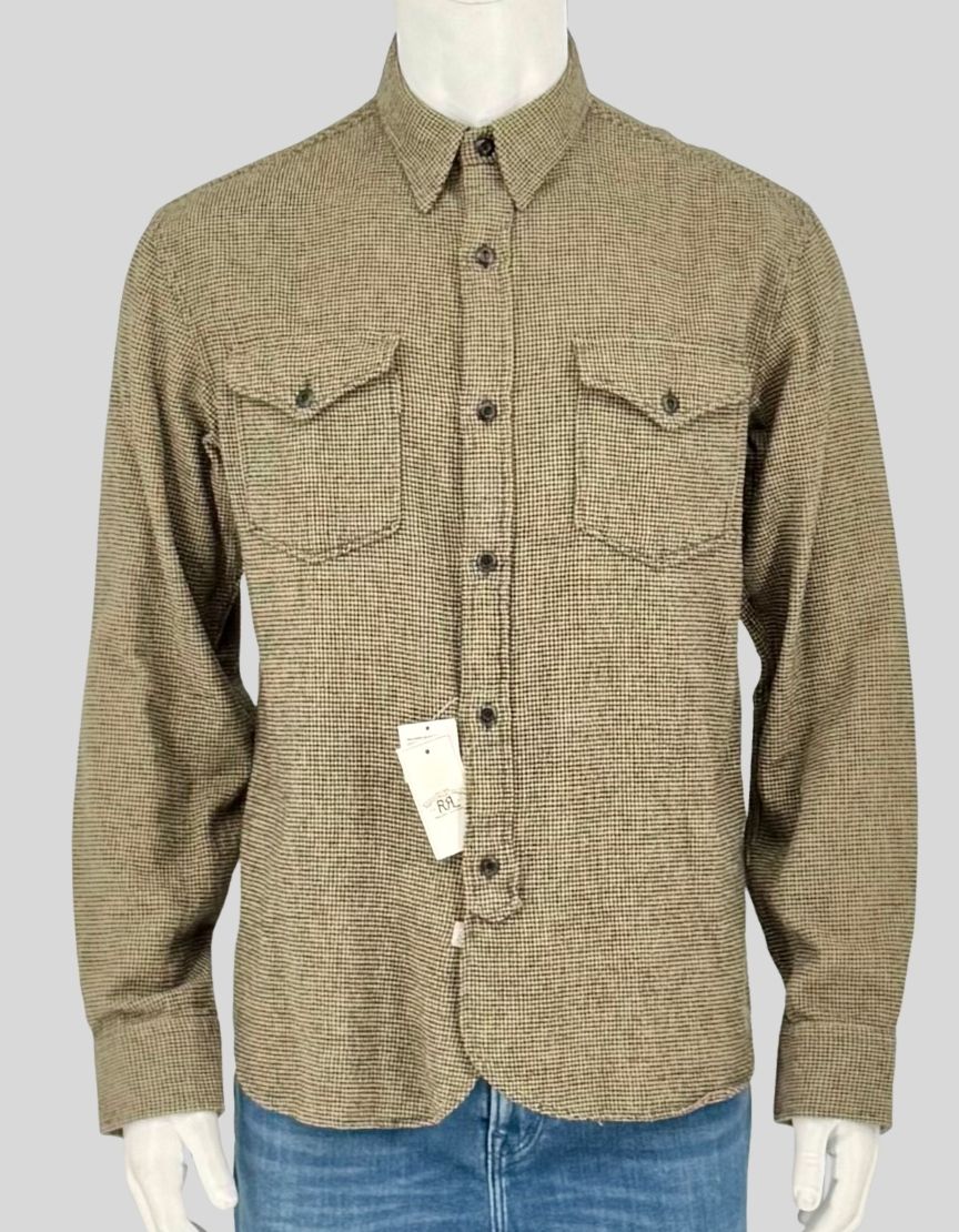 RRL Double RL Micro Houndstooth Western Shirt w/ Tags - Medium