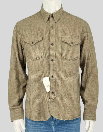 RRL Double RL Micro Houndstooth Western Shirt w/ Tags - Medium