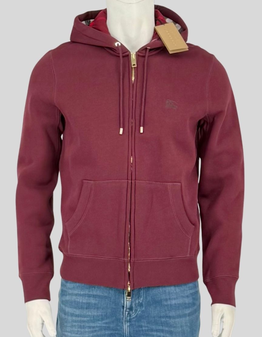 BURBERRY Check-Lined Zip Hoodie w/ Tags - Medium