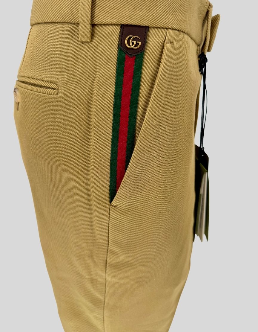 GUCCI Web Stripe Twill Trousers w/ Tags - 32 US | 48 IT
