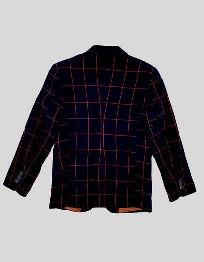 ROMANO LUXURY COLLECTION Navy Windowpane Three-Piece Suit - 10Y US