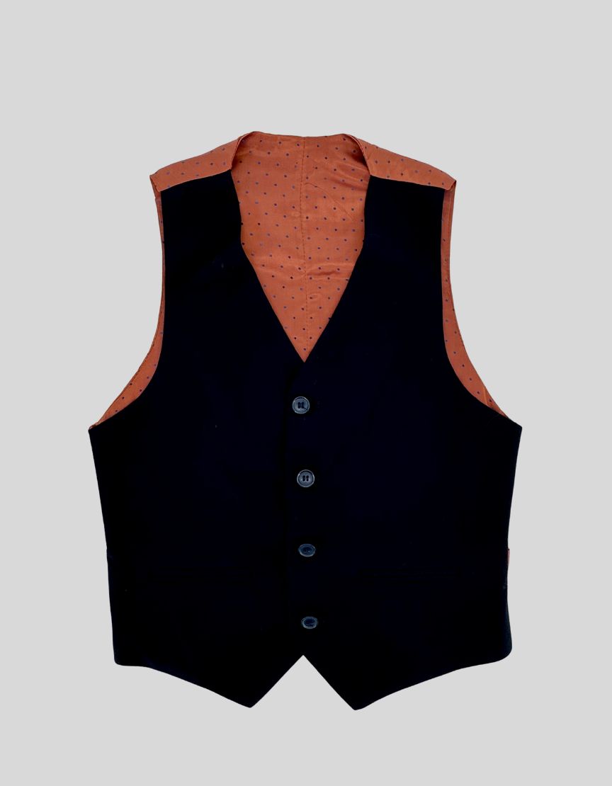 ROMANO LUXURY COLLECTION Navy Windowpane Three-Piece Suit - 10Y US