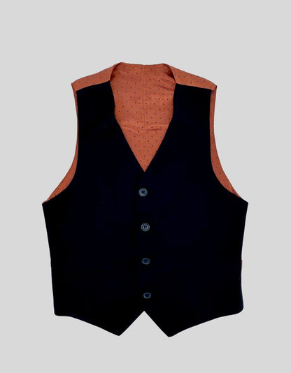 ROMANO LUXURY COLLECTION Navy Windowpane Three-Piece Suit - 10Y US