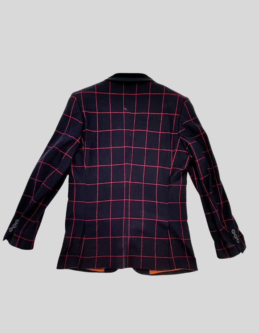 ROMANO LUXURY COLLECTION Navy Windowpane Three-Piece Suit w/ Tags - 12Y US