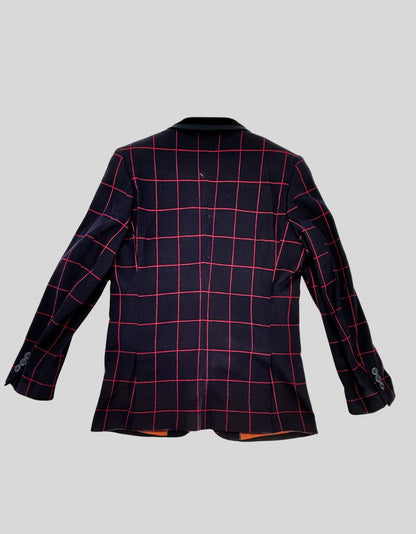 ROMANO LUXURY COLLECTION Navy Windowpane Three-Piece Suit w/ Tags - 12Y US