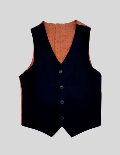 ROMANO LUXURY COLLECTION Navy Windowpane Three-Piece Suit w/ Tags - 12Y US