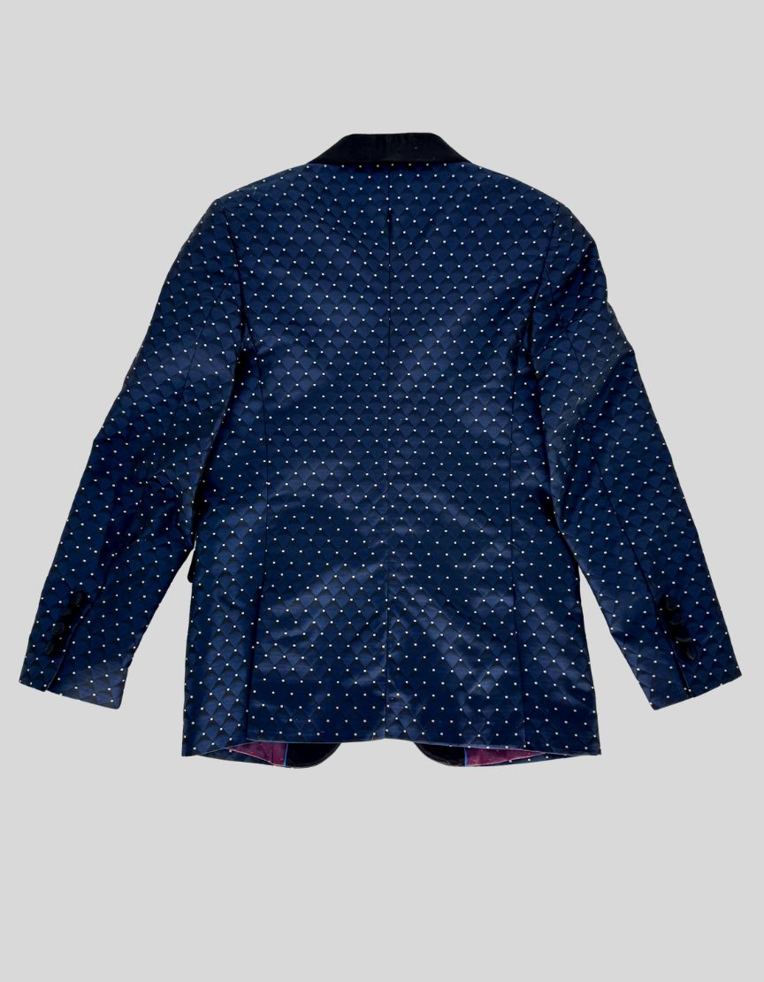 ROMANO LUXURY COLLECTION Navy Polka Dot Three-Piece Tuxedo Suit - 10Y US