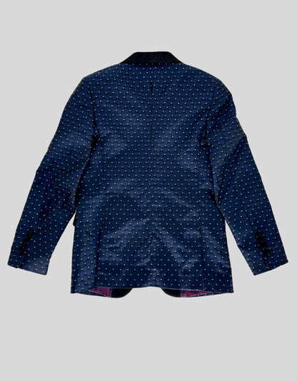 ROMANO LUXURY COLLECTION Navy Polka Dot Three-Piece Tuxedo Suit - 10Y US