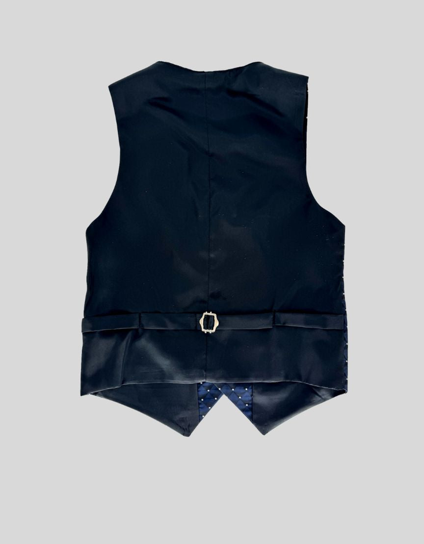 ROMANO LUXURY COLLECTION Navy Polka Dot Three-Piece Tuxedo Suit - 10Y US