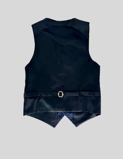 ROMANO LUXURY COLLECTION Navy Polka Dot Three-Piece Tuxedo Suit - 10Y US