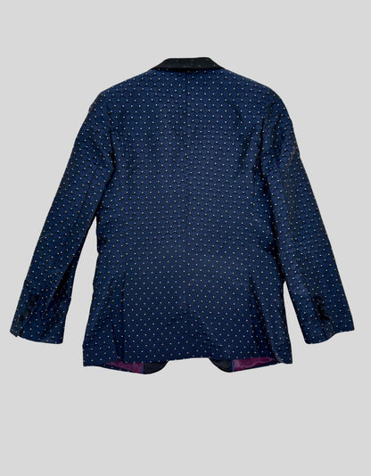 ROMANO LUXURY COLLECTION Navy Polka Dot Three-Piece Tuxedo Suit w/ Tags - 12Y US