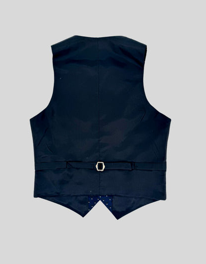 ROMANO LUXURY COLLECTION Navy Polka Dot Three-Piece Tuxedo Suit w/ Tags - 12Y US