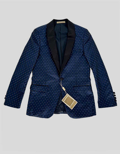 ROMANO LUXURY COLLECTION Navy Polka Dot Three-Piece Tuxedo Suit w/ Tags - 12Y US