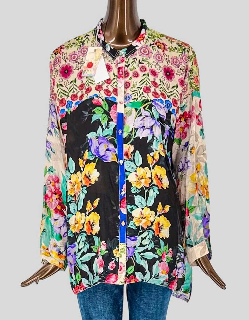 JOHNNY WAS Mixed Floral Print Blouse w/ Tags - Medium
