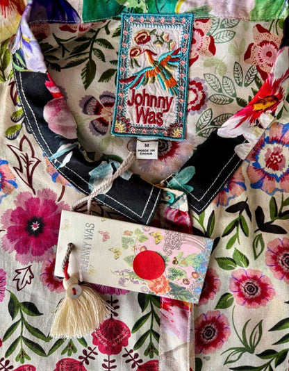 JOHNNY WAS Mixed Floral Print Blouse w/ Tags - Medium
