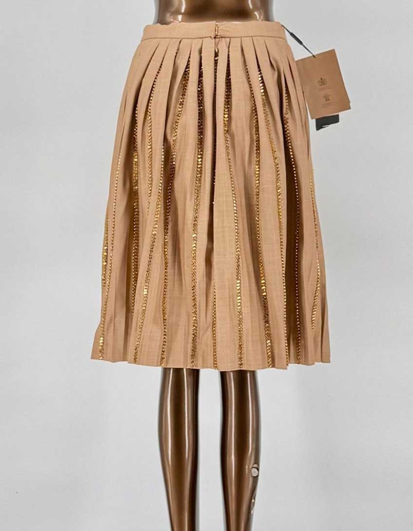 BURBERRY Crystal-Embellished Pleated Midi Skirt w/ Tags - 4 US | 6 UK | 38 IT