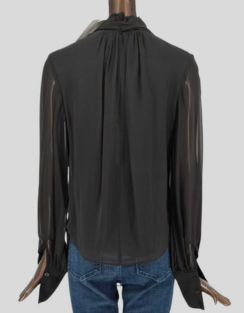 FRAME Black Silk Tie-Front Blouse w/ Tags - Small/Petitie