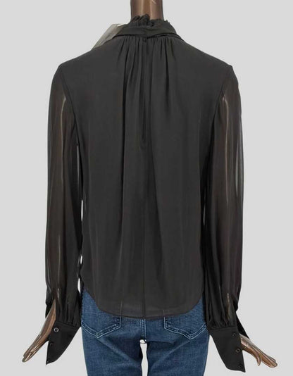 FRAME Black Silk Tie-Front Blouse w/ Tags - Small/Petitie