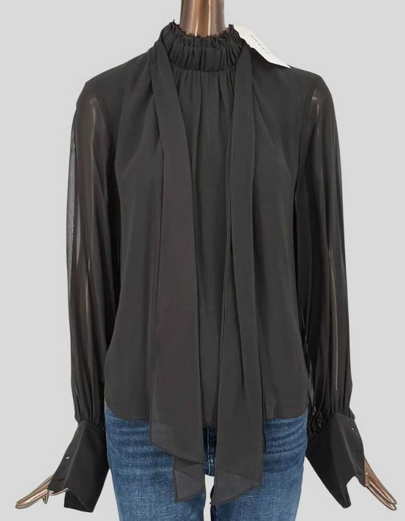 FRAME Black Silk Tie-Front Blouse w/ Tags - Small/Petitie