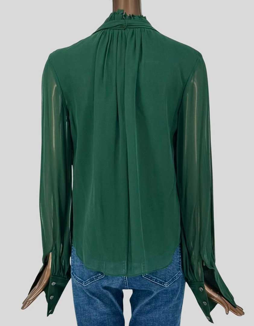 FRAME Emerald Green Silk Tie-Neck Blouse w/ Tags - Small/Petite