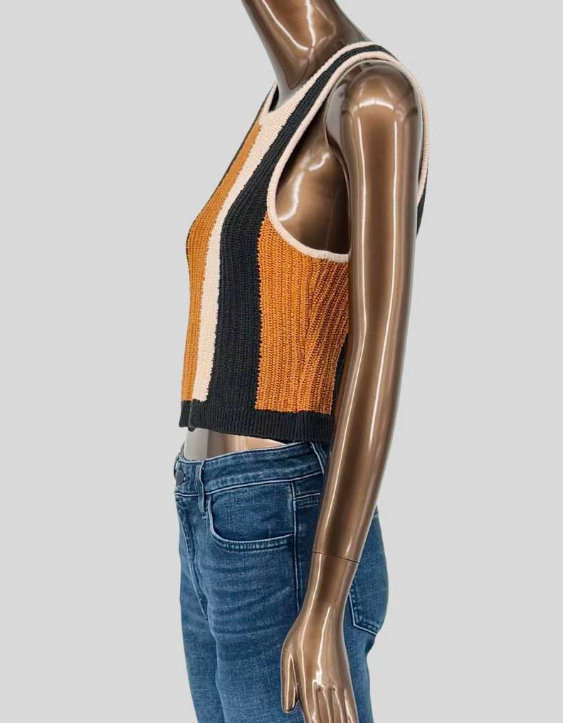 A.L.C. Striped Rib Knit Crop Top - Large