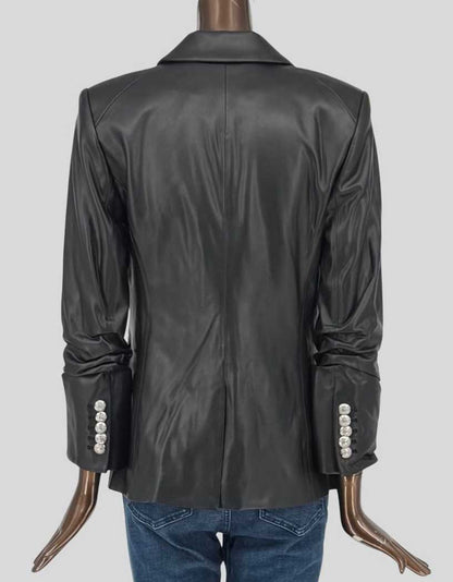 VERONICA BEARD Black Leather Blazer - 4 US