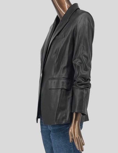 VERONICA BEARD Black Leather Blazer - 4 US