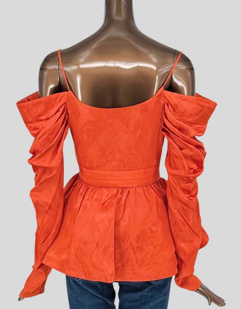 SILVIA TCHERASSI Orange Cold-Shoulder Ruffle Top w/ Tags - Small