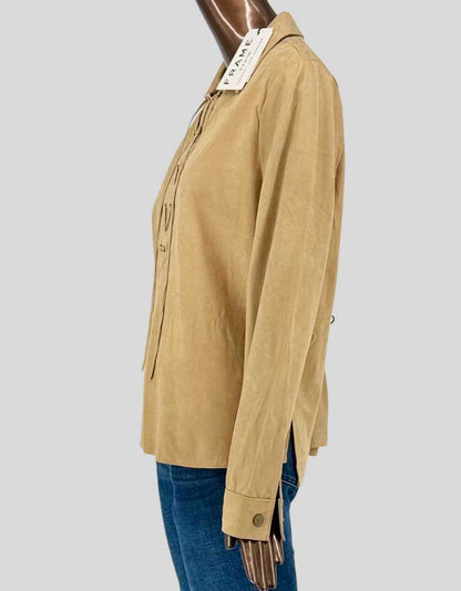 FRAME Tan Suede Lace-Up Shirt w/ Tags - Large