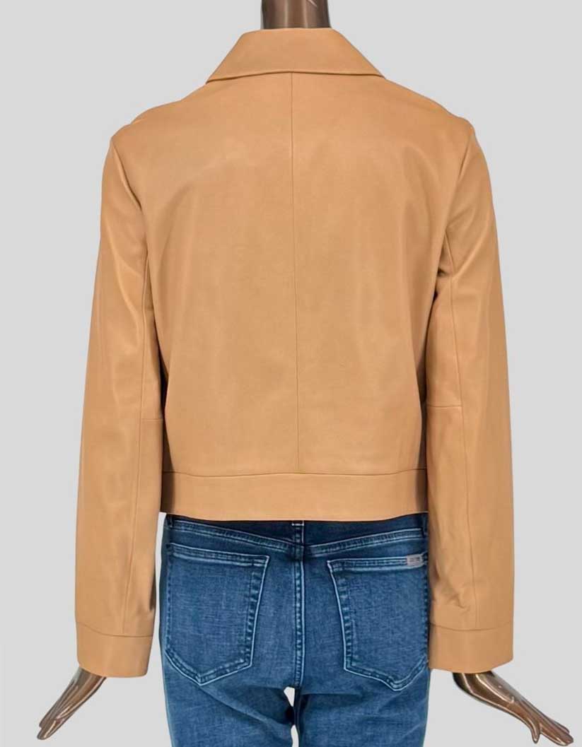 THEORY Tan Leather Cropped Zip Jacket w/ Tags - 4 US