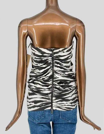 BURBERRY Zebra Print Ruched Tube Top w/ Tags - 6 US