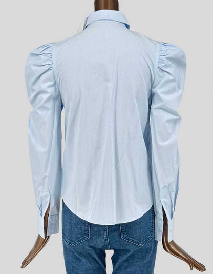 LABELRAIL x OLIVIA & ALICE Blue Ruffle Puff Sleeve Blouse w/ Tags - 2 US | 6 UK