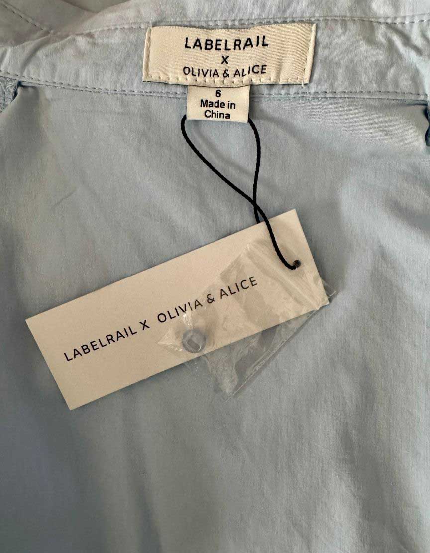 LABELRAIL x OLIVIA & ALICE Blue Ruffle Puff Sleeve Blouse w/ Tags - 2 US | 6 UK